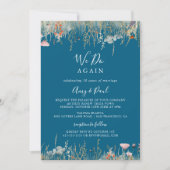 Navy Boho Wildflower We Do Again Vow Hernieuwing Kaart (Voorkant)