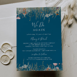 Navy Boho Wildflower We Do Again Vow Renewal Kaart