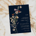 Navy Boho Wildflower Wedding Invitation Kaart<br><div class="desc">Navy Boho Wildflower Wedding Invitation. Deze stijlvolle en elegante monogrammed trouwuitnodiging is voorzien van prachtige,  met de hand geschilde waterverf wildbloemen die zijn gerangschikt als een mooie bouquet die perfect is voor lente-,  zomer- of valbruiloften. Zoek overeenkomende objecten in het Collectie van de marineslag Boho Wildflower Wedding.</div>