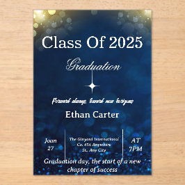 Navy Bokeh Graduation Invitation Acryl Uitnodigingen