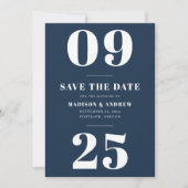 Navy Bold Typografie Save the Date (Voorkant)