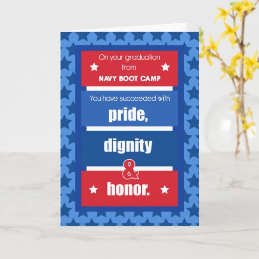Navy Boot Camp Afstuderen Gefeliciteerd Red, Whi Kaart (Gele Bloem)
