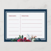 Navy bordeaux bloemenbruid om receptkaart te zijn briefkaart (Achterkant)