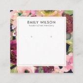 NAVY BORDEAUX BLOESEM STUD OORBEL DISPLAY VIERKANTE VISITEKAARTJE (Voorkant)