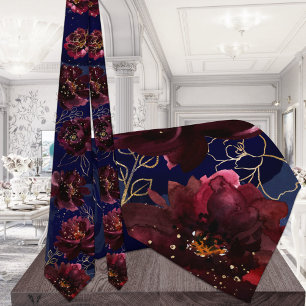 Navy Bordeaux Elegant Wedding Stropdas