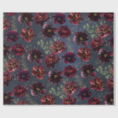 Navy Bordeaux Jewel Tone Burgundy Peony Wedding Cadeaupapier (Vlak)