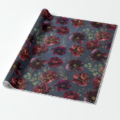 Navy Bordeaux Jewel Tone Burgundy Peony Wedding Cadeaupapier (Uitgerold)