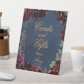 Navy Bordeaux Jewel Tones Wedding Reclamebord Met Voetstuk (Insitu)