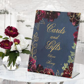Navy Bordeaux Jewel Tones Wedding Reclamebord Met Voetstuk