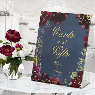 Navy Bordeaux Jewel Tones Wedding Reclamebord Met Voetstuk