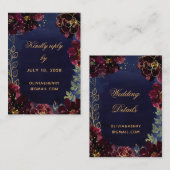 Navy Bordeaux Online RSVP & Details Mighty Busine Visitekaartje (Voorkant / Achterkant)