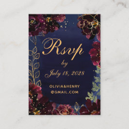 Navy Bordeaux Online RSVP met Details Kaart Visitekaartje
