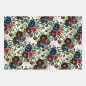 Navy Bordeaux Peonies Blooming Garden Inpakpapier Vel (Voorkant 2)