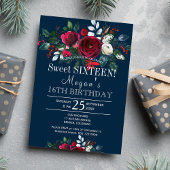 Navy bordeaux pioenen winter bloemenzoet zestien kaart