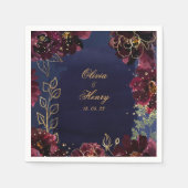 Navy Bordeaux Wedding 5 Inch Square Cocktail Servet (Voorkant)