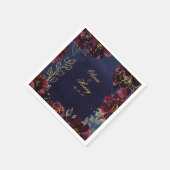 Navy Bordeaux Wedding 5 Inch Square Cocktail Servet (Hoek)