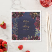 Navy Bordeaux Wedding 6 Inch Square Luncheon Servet (Insitu)