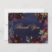 Navy Bordeaux Wedding Hartelijk dank RSVP Kaartje (Voorkant)