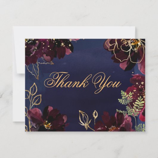 Navy Bordeaux Wedding Hartelijk dank RSVP Kaartje (Voorkant)