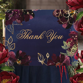 Navy Bordeaux Wedding Hartelijk dank RSVP Kaartje
