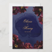 Navy Bordeaux Wedding Kaart (Achterkant)