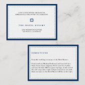 Navy border kraal bruiloft receptie behuizing kaar informatiekaartje (Voorkant / Achterkant)