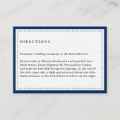 Navy border kraal bruiloft receptie behuizing kaar informatiekaartje (Achterkant)