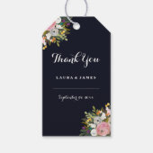 Navy Botanical Dank u Bruiloft Gift Labels Cadeaulabel (Voorkant)