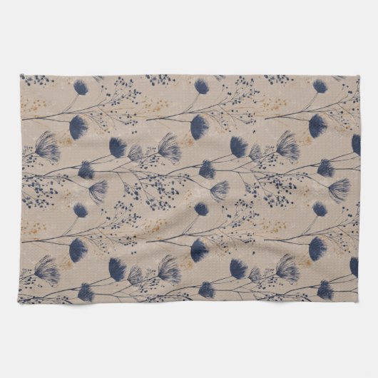 Navy Botanical Wildflower Kitchen Towels Theedoek (Horizontaal)