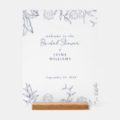 Navy Botanisch Vrijgezellenfeest Acryl Welkomstbor Acryl Bord (Voorkant)