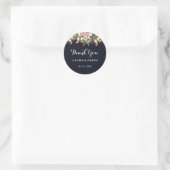 Navy Botanische dank u bruiloft Sticker (Tas)