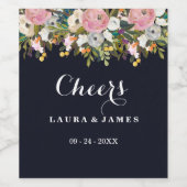 Navy Botanische Proost Bruiloft Wijn Label Wijn Etiket (Enkel label)