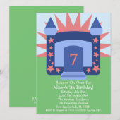 Navy Bounce on Over Bounce House Birthday Party Kaart (Voorkant / Achterkant)