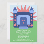 Navy Bounce on Over Bounce House Birthday Party Kaart (Voorkant)