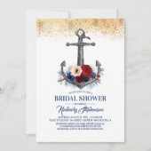 Navy Bourgogne Bloemen Anker Nautisch Vrijgezellen Kaart (Voorkant)