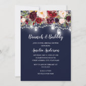 Navy Bourgogne Bloemen Lights Brunch en Bubble Kaart (Voorkant)