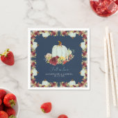 Navy Bourgogne Bloemen Rustieke Herfst in Liefde P Servet (Insitu)