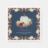 Navy Bourgogne Bloemen Rustieke Herfst in Liefde P Servet (Voorkant)