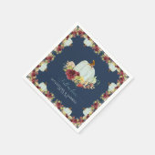 Navy Bourgogne Bloemen Rustieke Herfst in Liefde P Servet (Hoek)