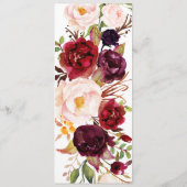 Navy Bourgogne Bloemenbruiloft Menu Kaart (Achterkant)