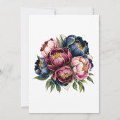 Navy Bourgogne Blush Roze Pioen Trouwdouche Kaart (Achterkant)