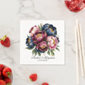 Navy Bourgogne Blush Roze Pioenbruiloft Servet (Insitu)