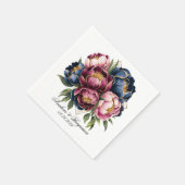 Navy Bourgogne Blush Roze Pioenbruiloft Servet (Hoek)