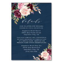 Navy Bourgogne Gold Blush Wedding Enclosure Kaarte