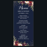 Navy Bourgogne Goud Confetti Bloemen Bruiloft Menu<br><div class="desc">Het Collectie van de marinebruiloft in de kleine Bayleigh winkel.</div>