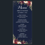 Navy Bourgogne Goud Confetti Bloemen Bruiloft Menu<br><div class="desc">Het Collectie van de marinebruiloft in de kleine Bayleigh winkel.</div>