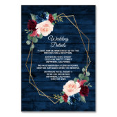 Navy Bourgogne Goud Roze Bruiloft Behuizing Kaarte Kaart (Voorkant)