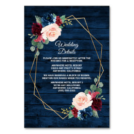 Navy Bourgogne Goud Roze Bruiloft Behuizing Kaarte Kaart