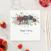 Navy Bourgogne Roos Goud Groen Bruiloft Servet (Insitu)