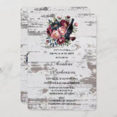 Navy Bourgogne Roze Pioenhout Brunch & Bubbly Kaart (Voorkant / Achterkant)